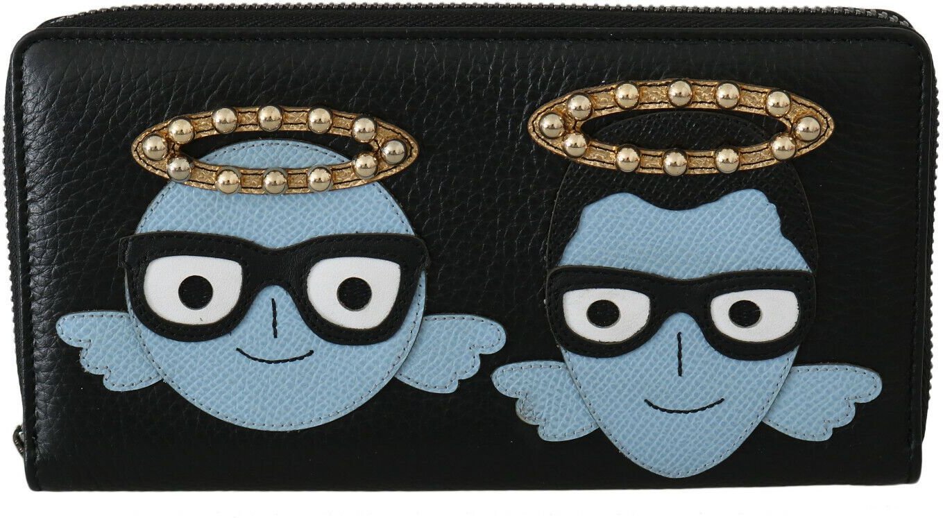 Dolce & Gabbana Elegante schwarze Leder Reißverschluss Herrenbörse