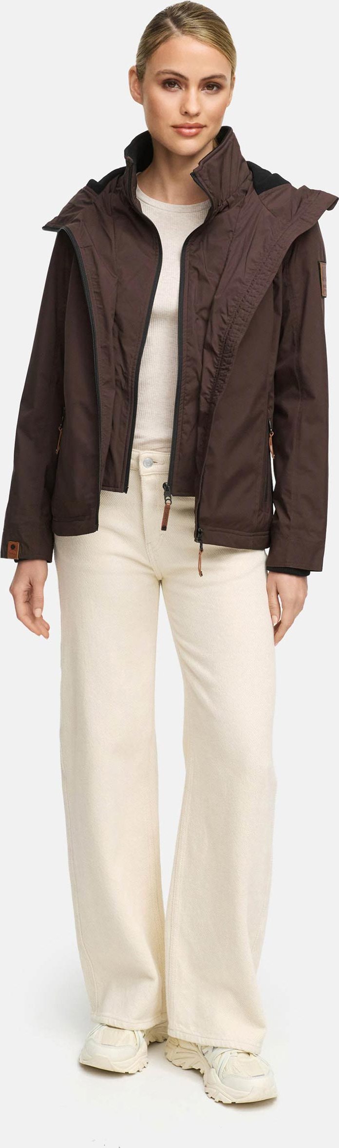 Marikoo Damen Übergangsjacke Erdbeere mit Doppelkragen & Fleece-Innenfutter