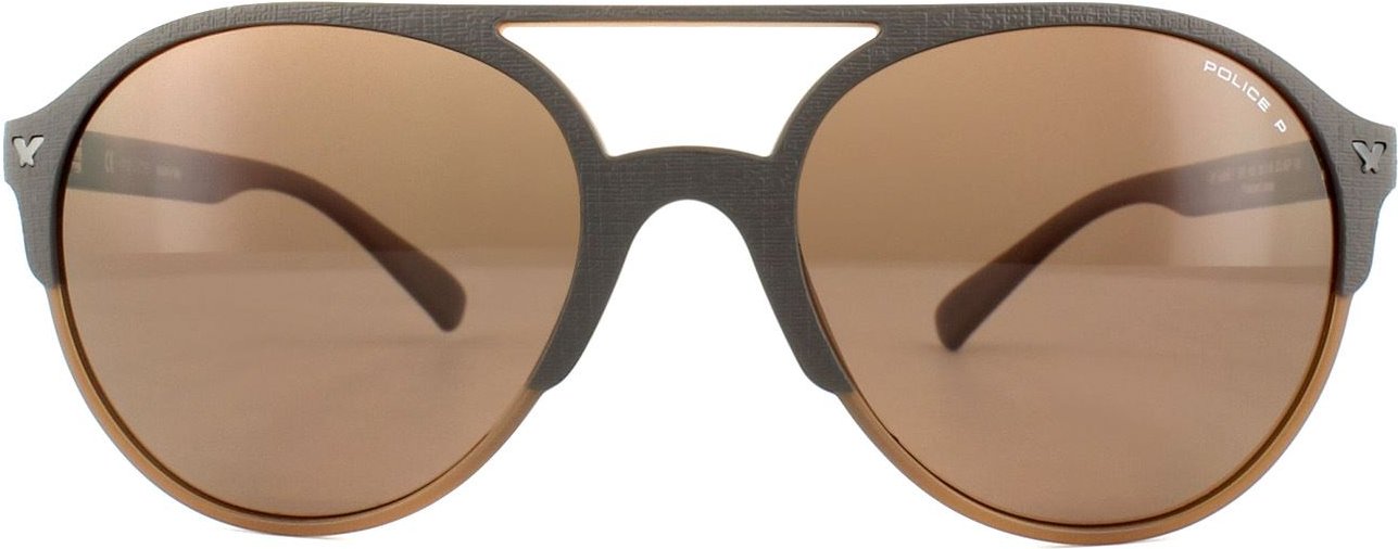 Lunettes De Soleil De La Police Jeu 7 SPL163 94CP Mat Brun Brun Polarisé