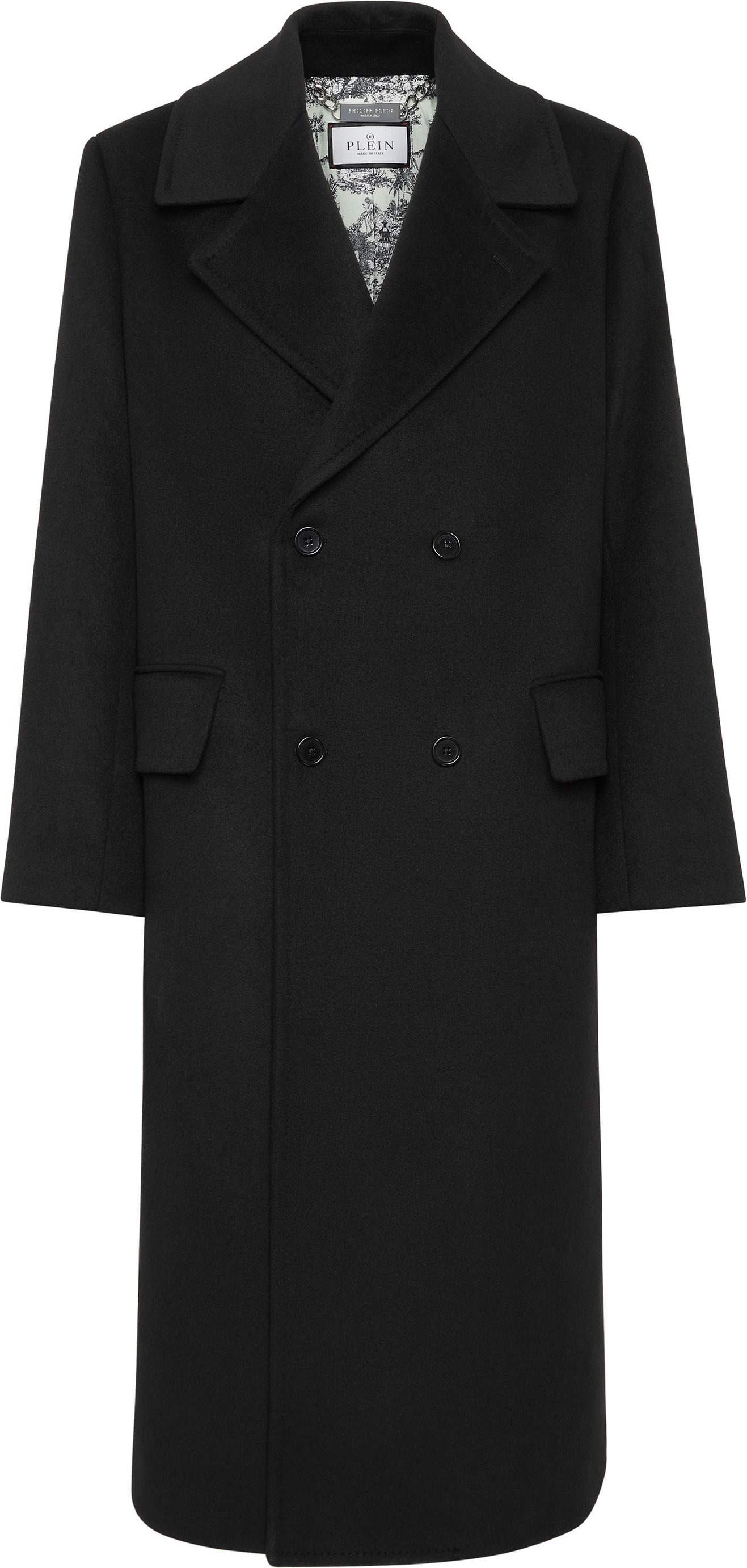 Herringbone Wool Double Breasted Long Coat