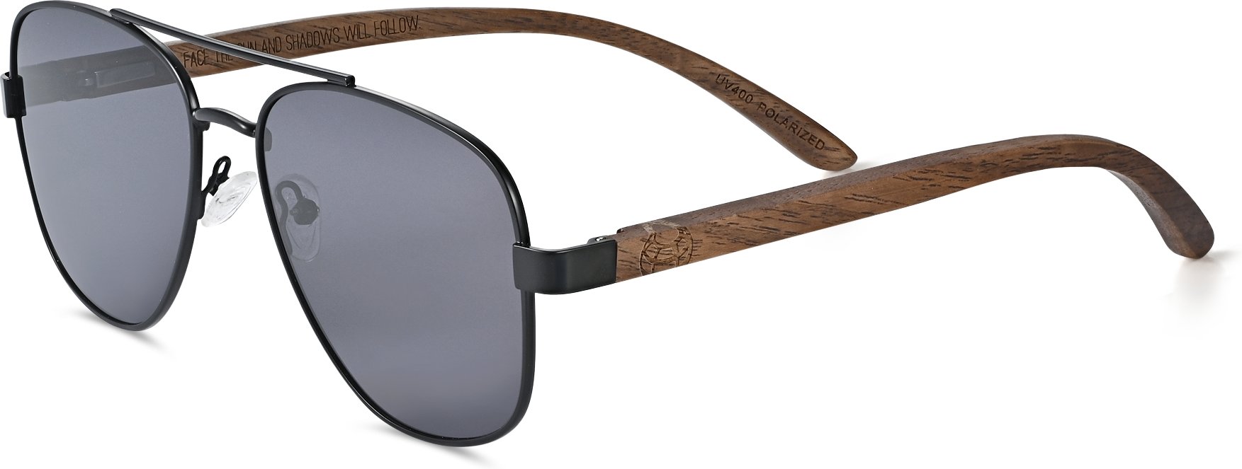 Earth Wood Kotor Polarisierte Sonnenbrille - Dunkelbraun/Schwarz