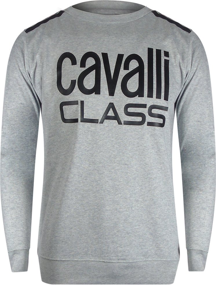 Thumbnail - Cavalli Class - Graues Sweatshirt Mit Schulterverstärkung