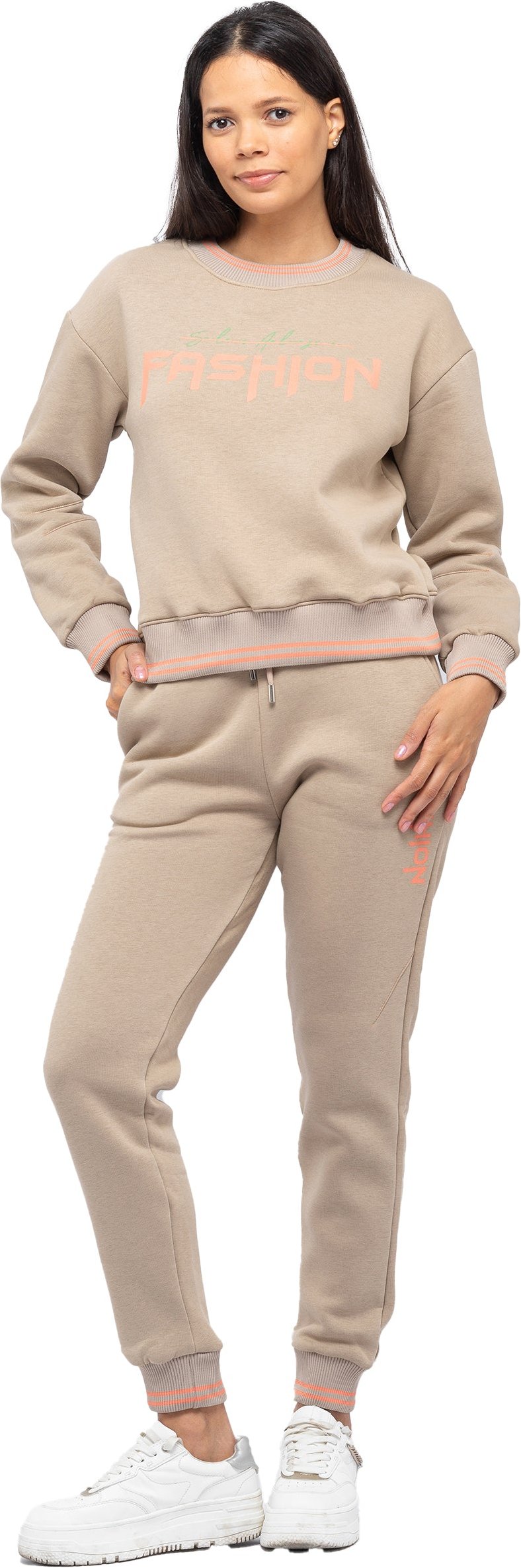 Tom Barron Damen Lässiger Trainingsanzug-Set mit Fashion-Print