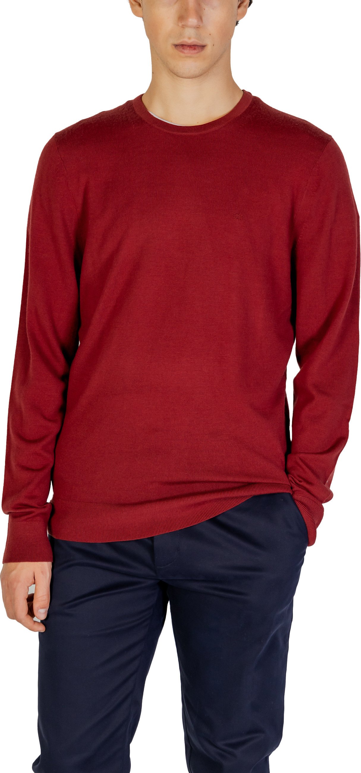 Crewneck-Pullover Uni Bordeauxrot