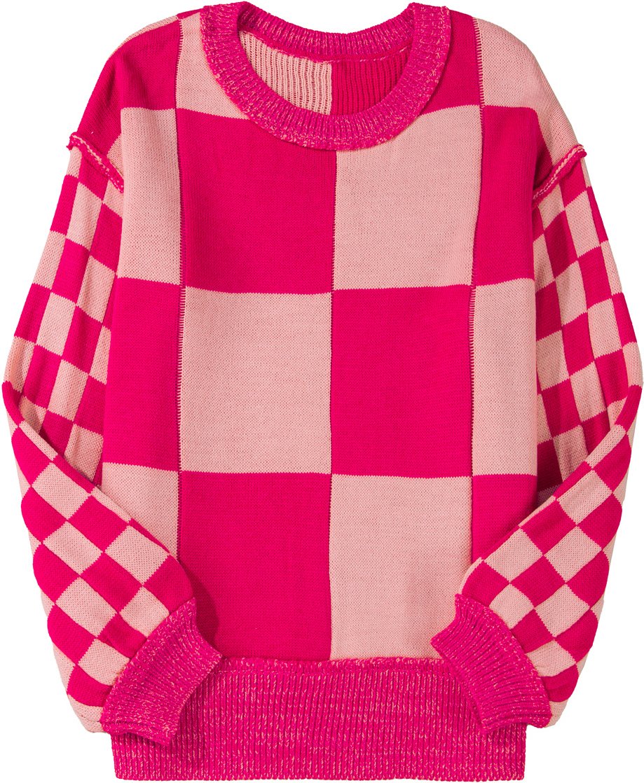 Schachbrettstrick-Pullover