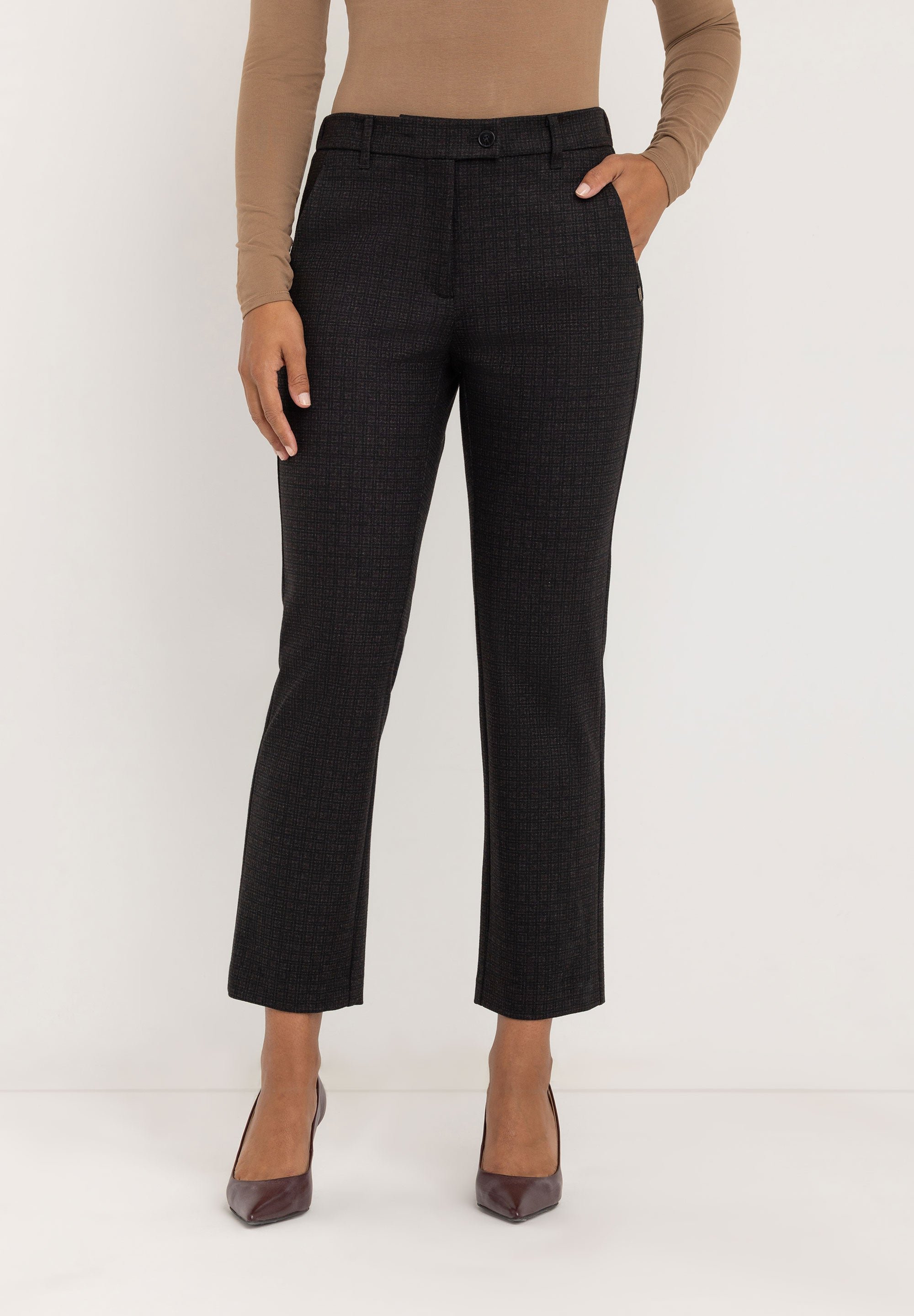 Janet Slim Fit Hosen | Dunkelgrau Karomuster