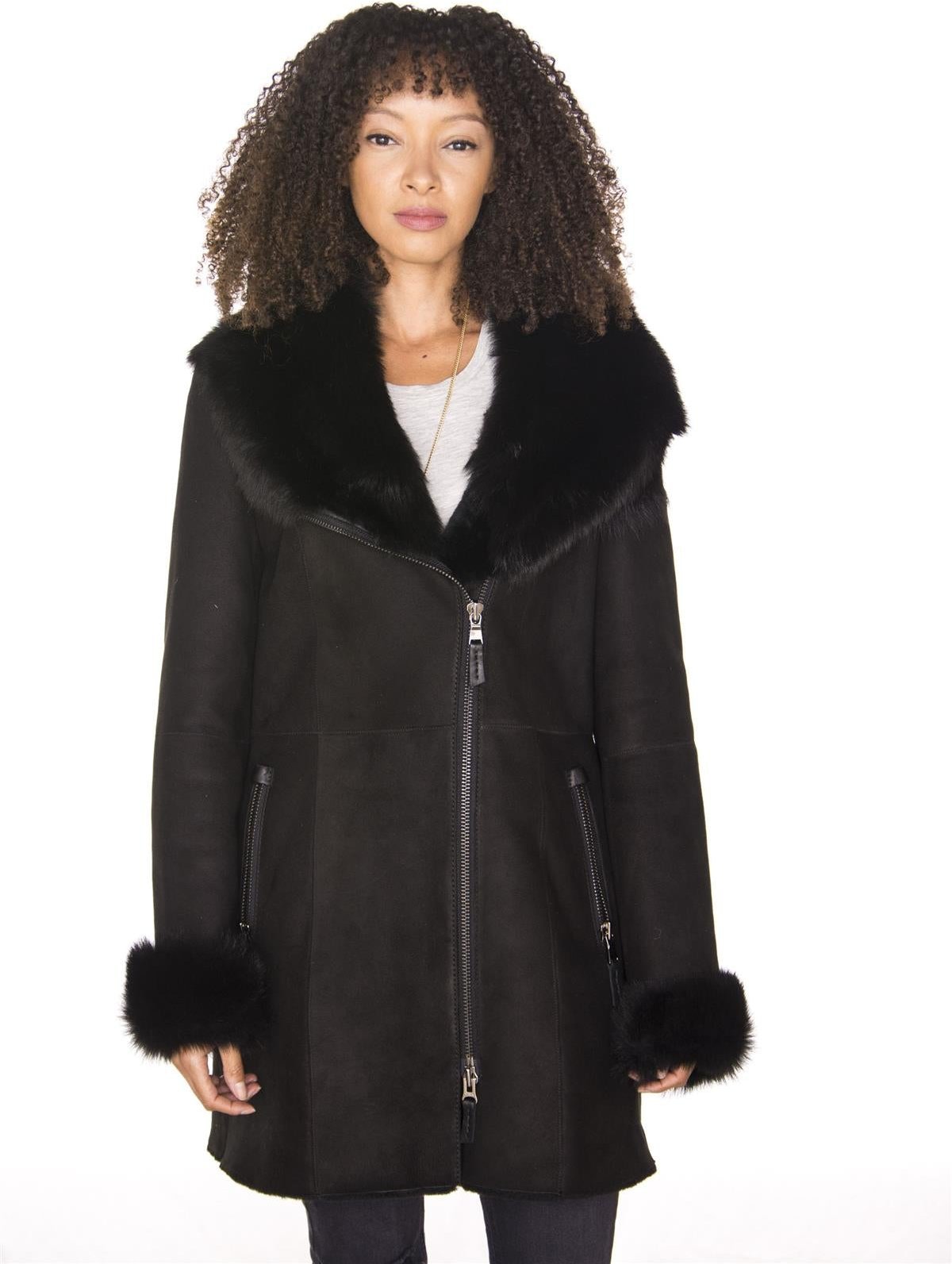 Damen-Wildleder-Merino-Lammfellmantel-Samara