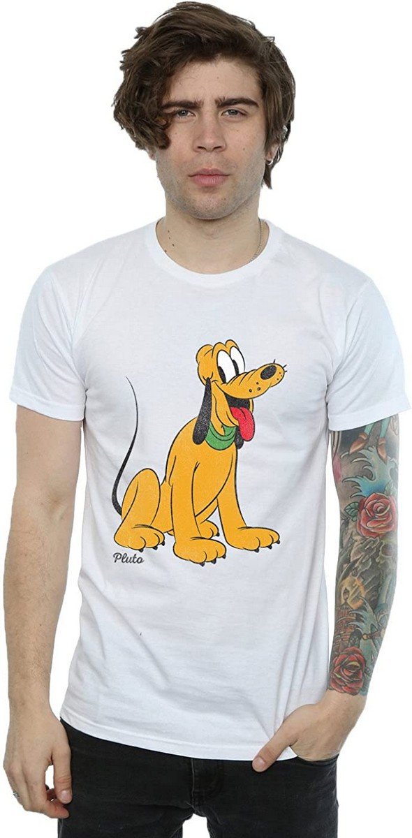 Disney Herren T-Shirt Pluto Baumwolle (Weiß)