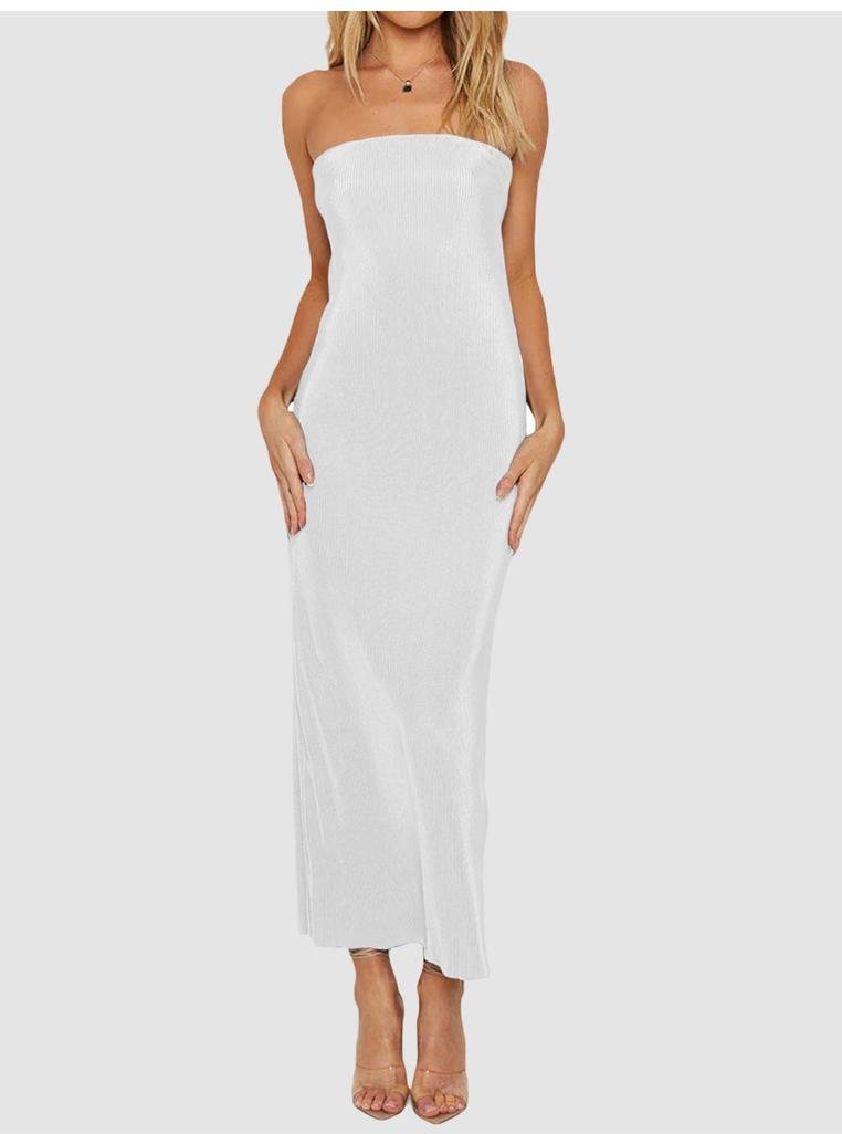 Damen Spitzen-Rücken-Bindung Tube Maxikleid