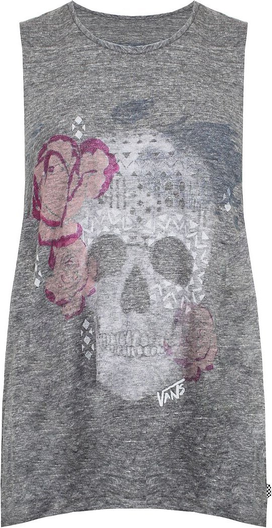 Vans von der Wand skizzenhafter Schädel Damen Grey Top
