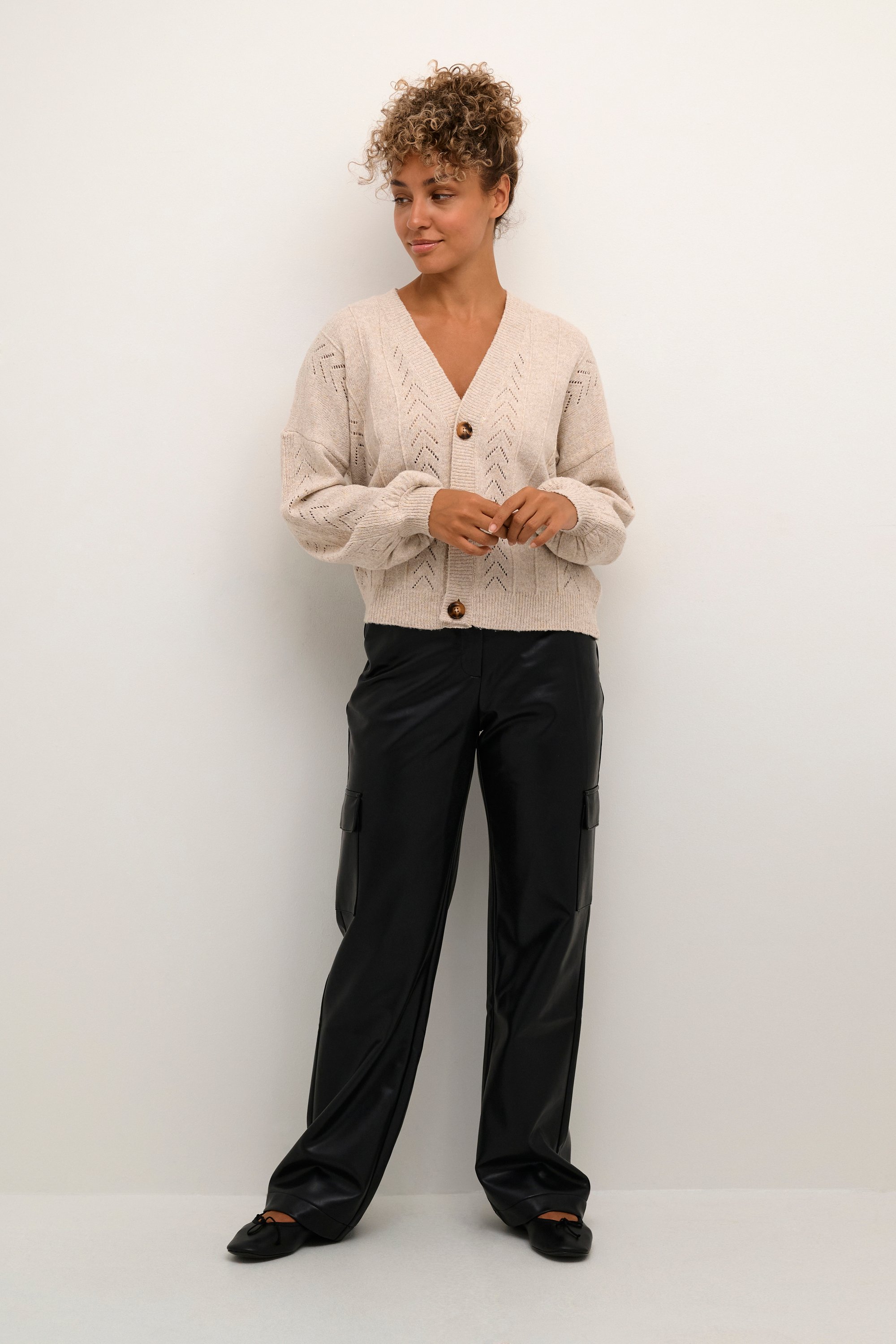 Strickjacke Gerade geschnitten cream