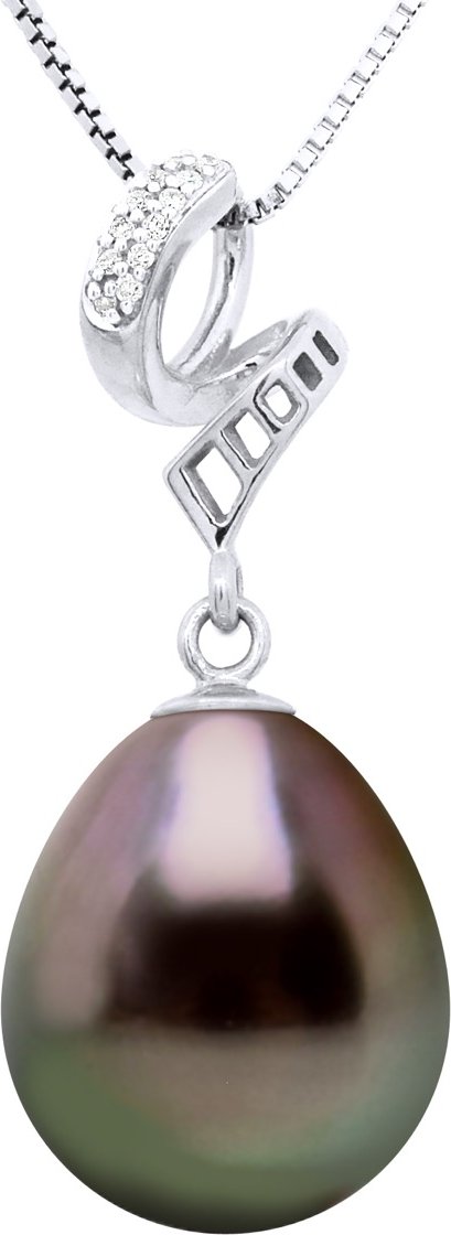 Anhänger Volute Weißgold - Echte Tahiti-Zuchtperle Birne 11-12 mm