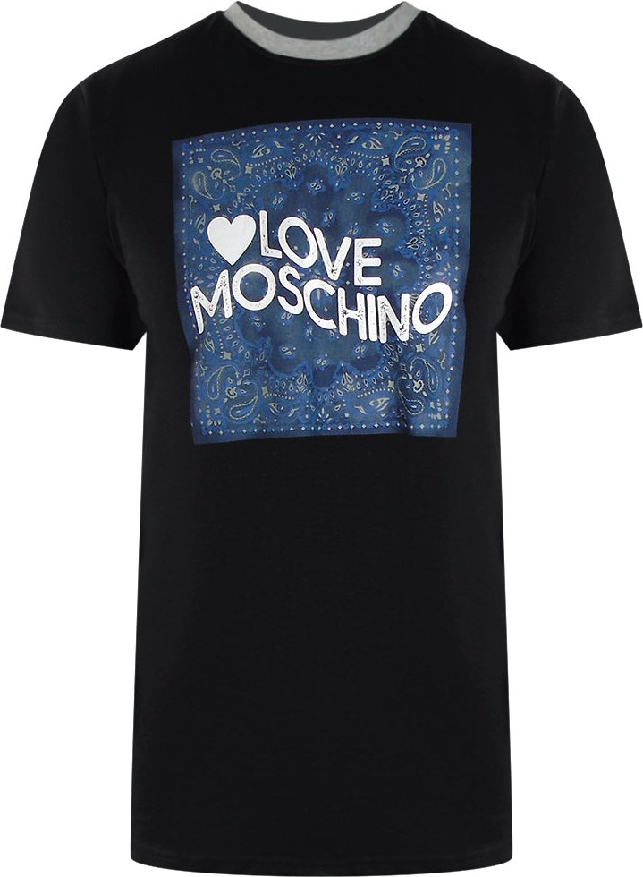 Schwarzes T-shirt Mit Paisley-print Und Logo Von Love Moschino