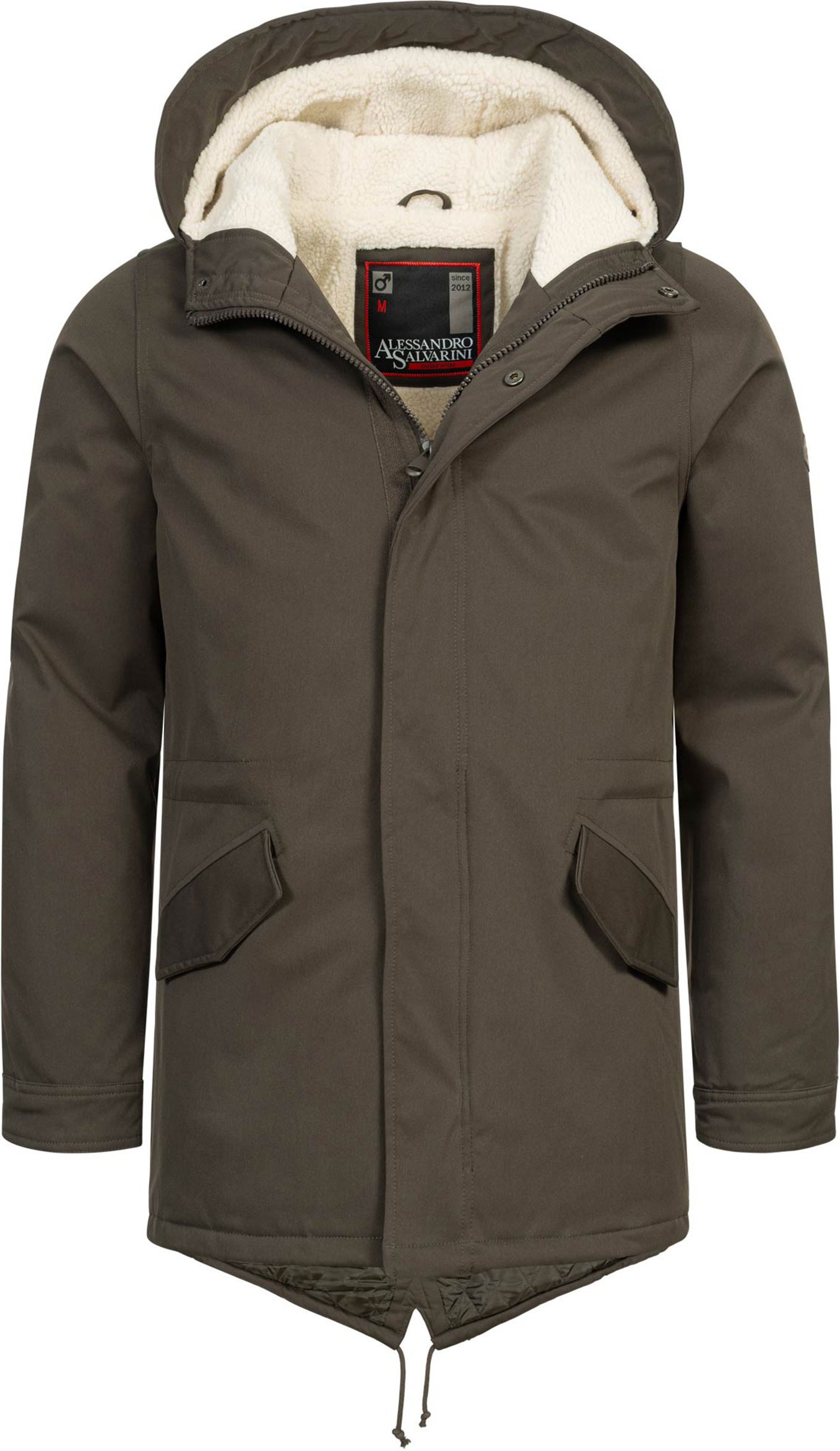 Alessandro Salvarini Herren Winterparka mit Teddyfell und Kapuze