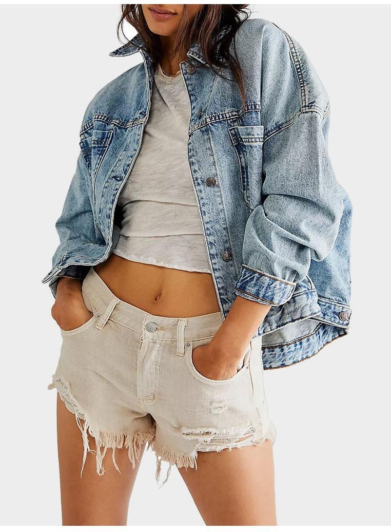 Thumbnail - Damen Denim-Jacke mit Knopf und langen Ärmeln