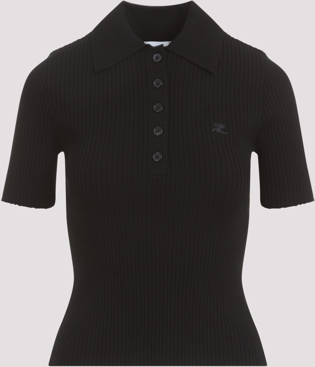 Schwarzes Viskose-Blenden-Polohemd