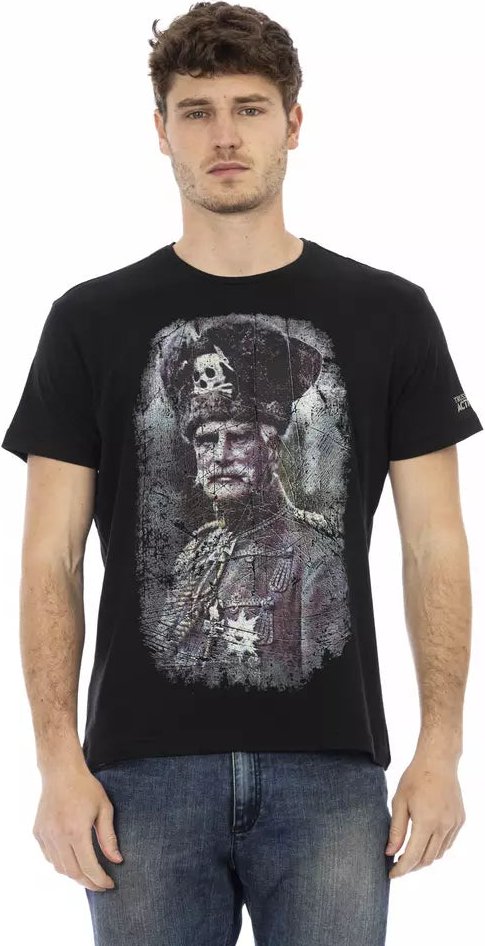 Trussardi Action Schwarzes Baumwoll-T-Shirt für Herren