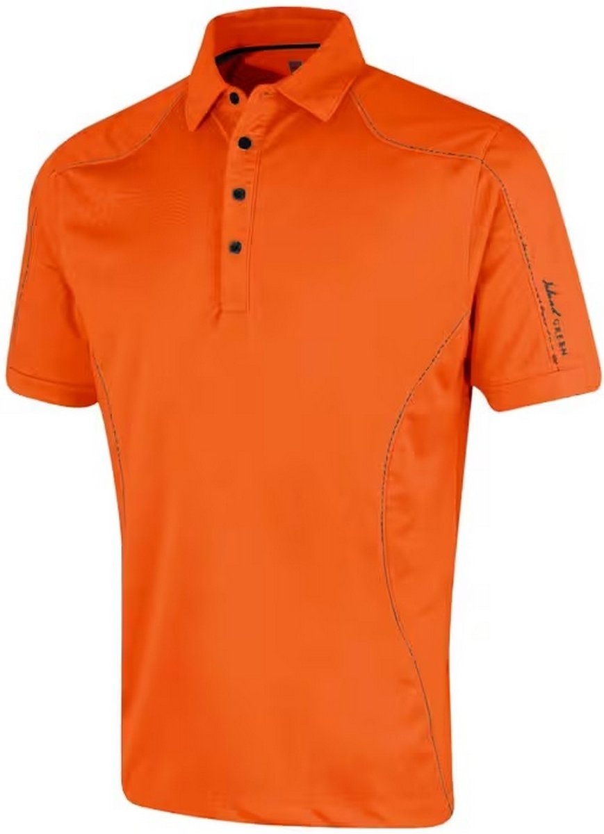 Island Green - Poloshirt Abgesteppt für Herren - Emblem (Dunkel Orange)