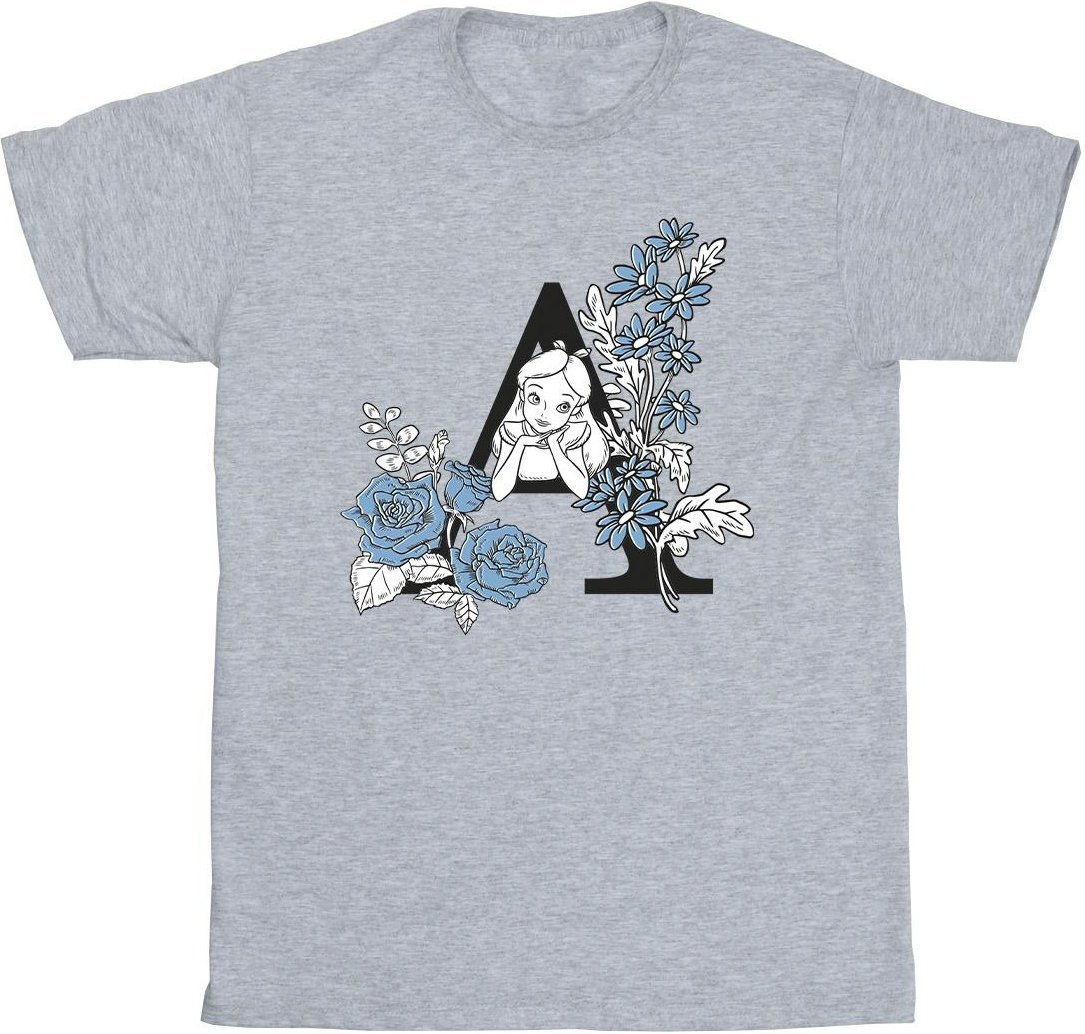 Disney - "Alice In Wonderland Letter A" T-Shirt für Mädchen (Grau)