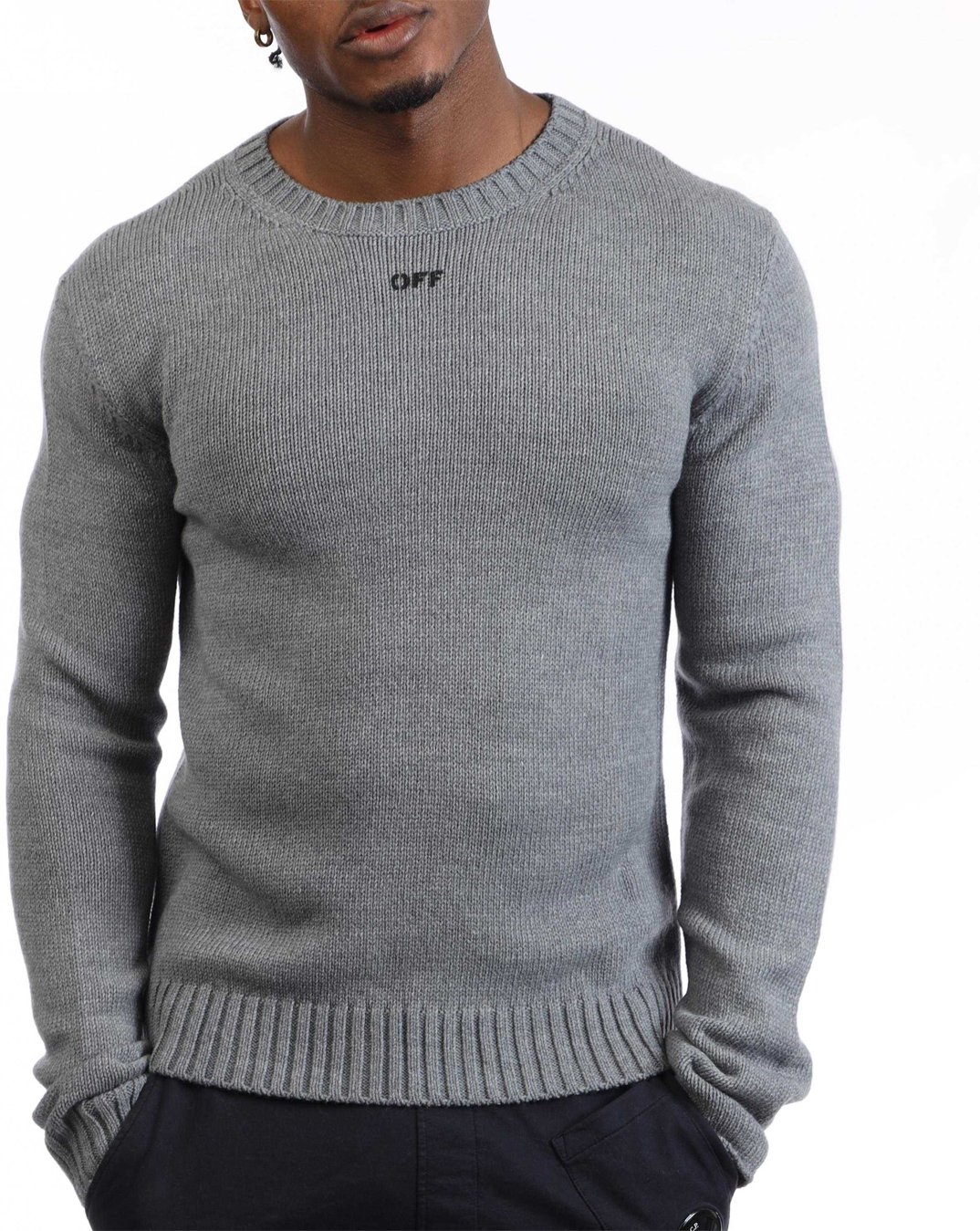 Off White - Sweatshirt für Herren, Rundhalsausschnitt, Wollmischung (Grau/Schwarz)