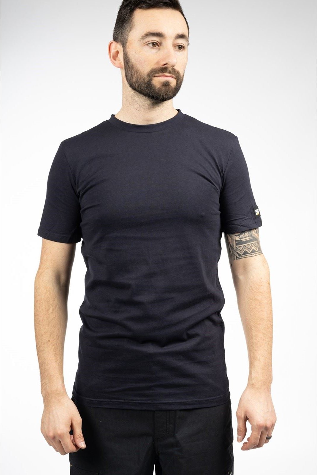 Caterpillar Essentials Kurzarm Baumwollhemd für Herren Blau