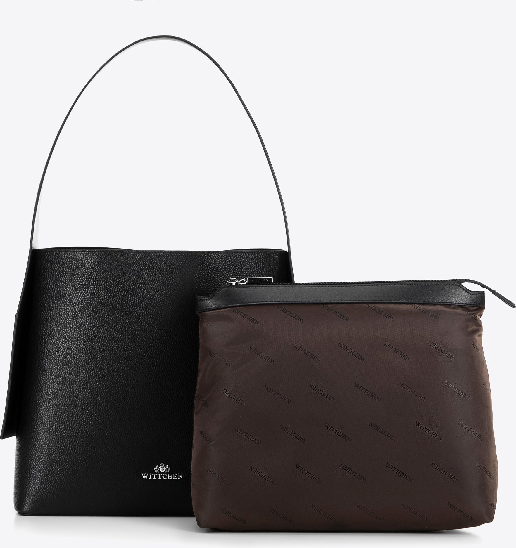 Wittchen Damen-Shopper-Tasche aus Leder mit zusätzlichen Fächern, Schwarz