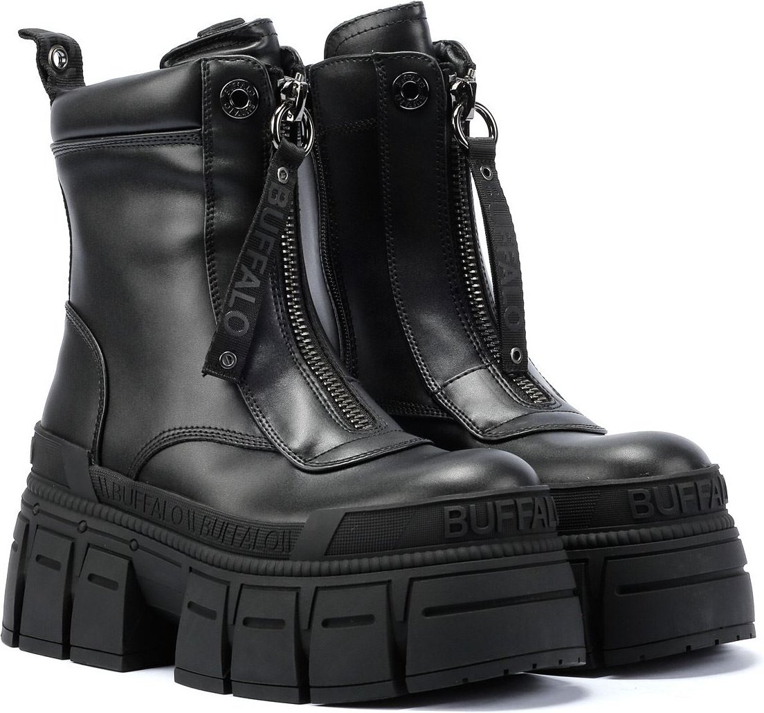 Buffalo Gospher Zip Damen Schwarze Stiefel