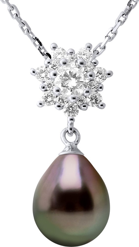 Halskettenschmuck - Echte Tahiti-Zuchtperle Birne 9-10 mm