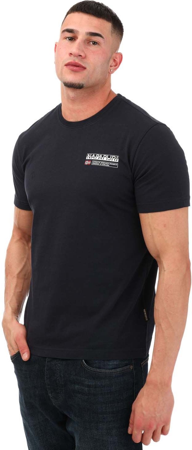 Herren Napapijri Kasba Logo Crew T-Shirt in Marineblau