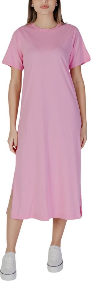 T-Shirt Kleid Midi Kleid Rosa Lässig