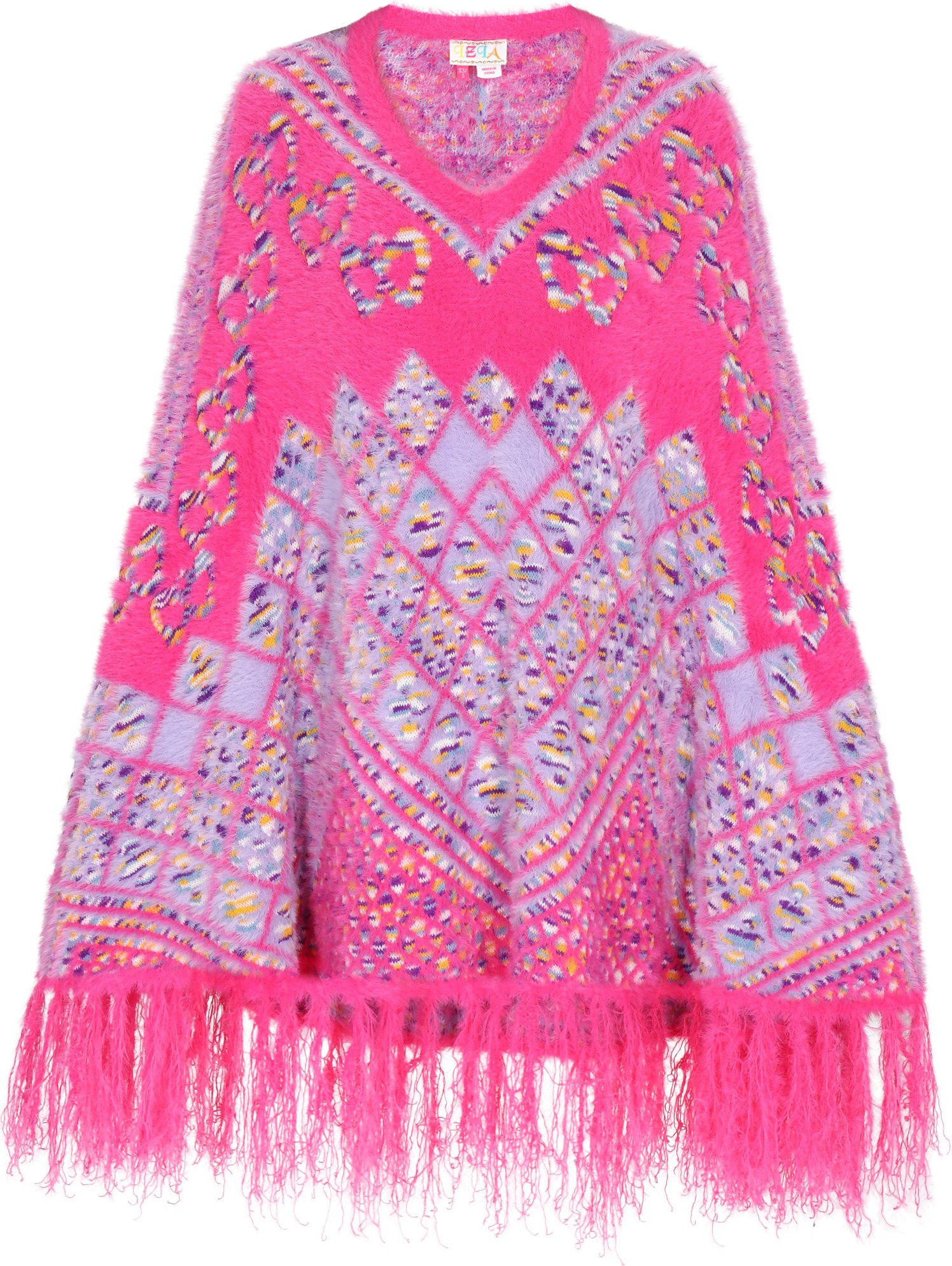 IZIA Poncho Frauen rosa mehrfarbig