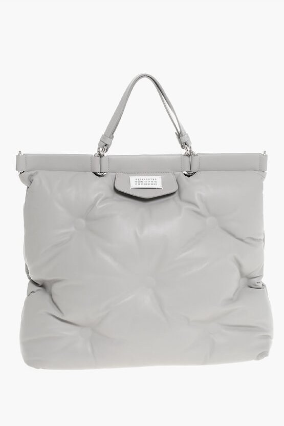 MM11 Tragetasche GLAM SLAM aus gestepptem Leder in Grau