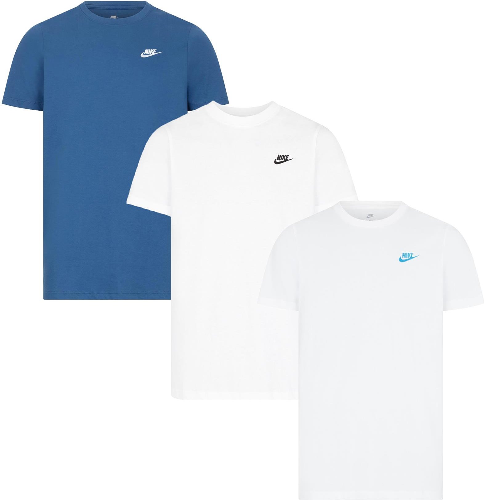 3er-Pack Nike Sportswear Club T-Shirts für Herren in Blau/Weiß/Weiß