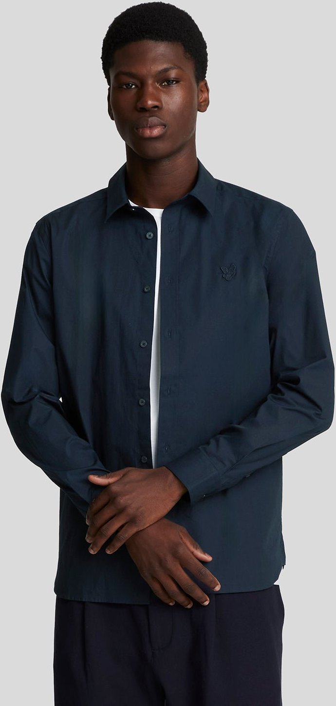 Lyle & Scott Popeline-Hemd aus Stretch-Stoff – Marineblau