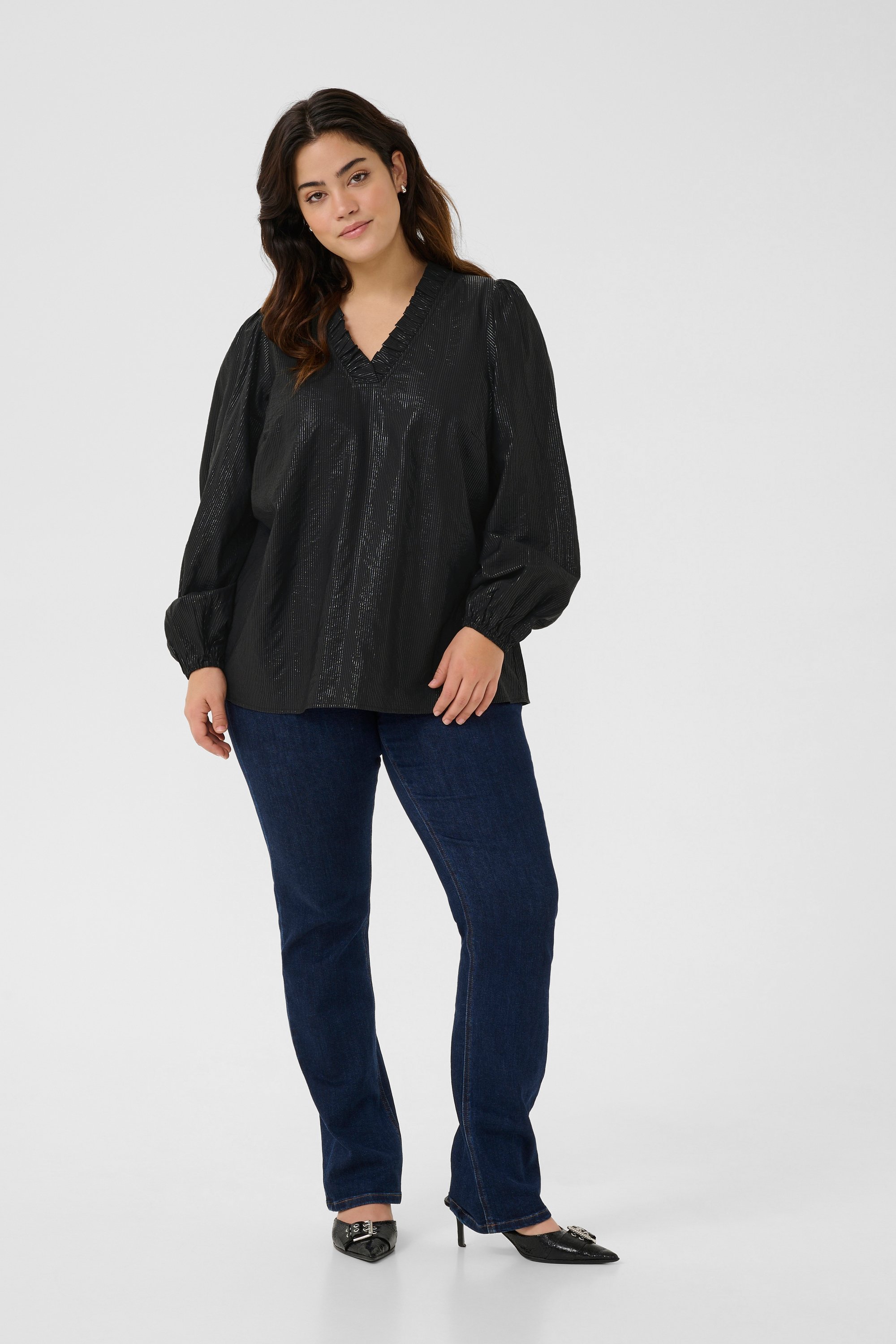 Langarm-Bluse Regular fit Black