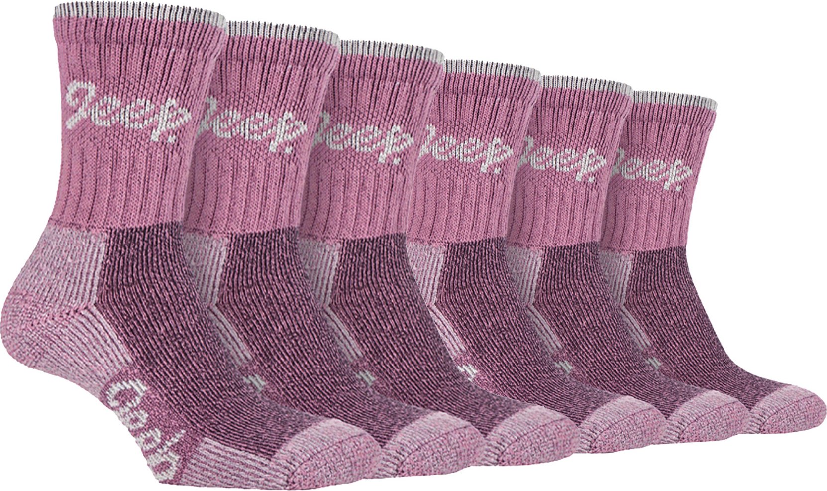 JEEP 6 Paar Multipack Damen Baumwolle atmungsaktive gepolsterte Wandersocken | Gepolsterte Anti-Blister-Crew-Trekkingsoc...