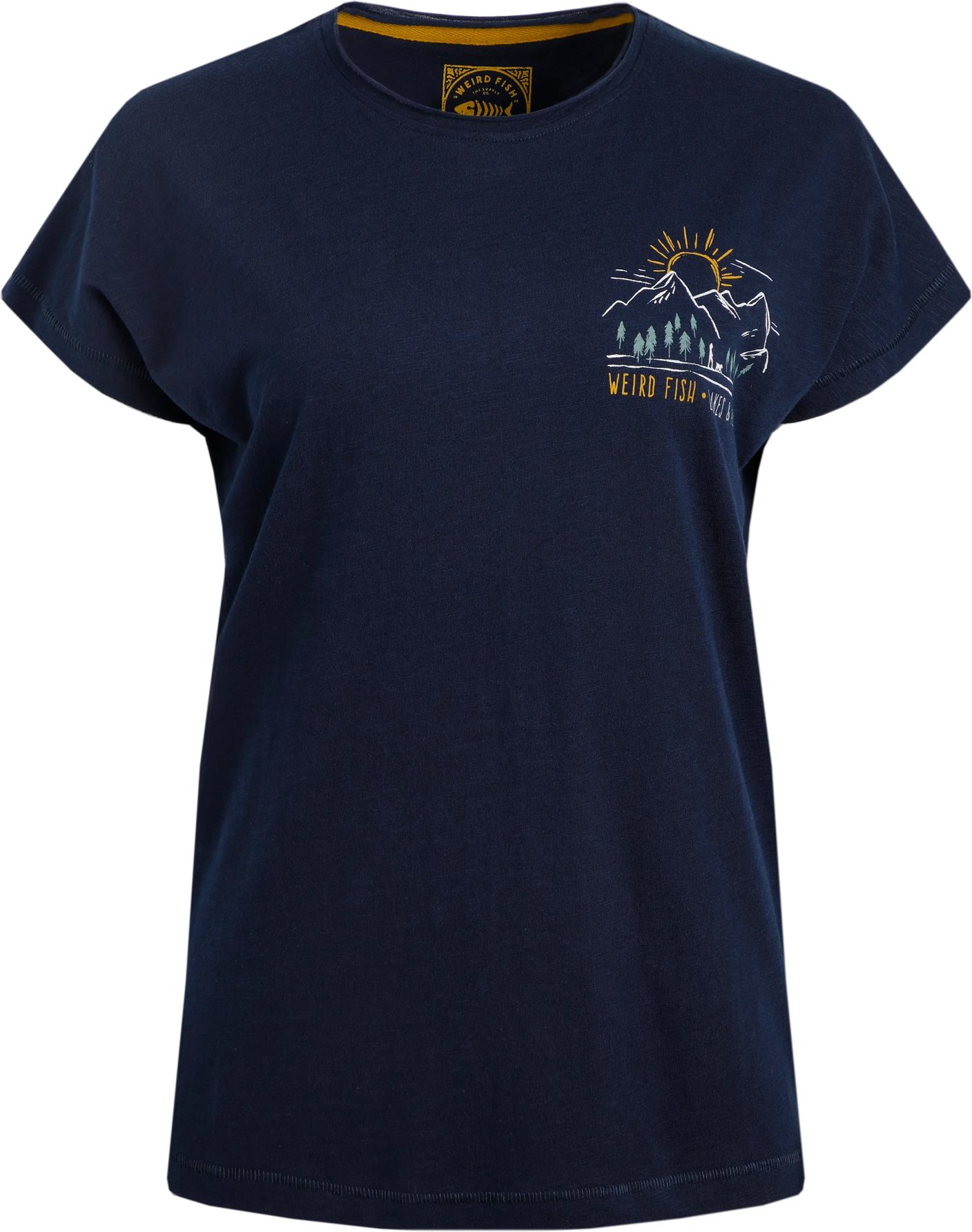 Weird Fish - "Wander" T-Shirt Baumwolle aus biologischem Anbau für Damen (Marineblau)