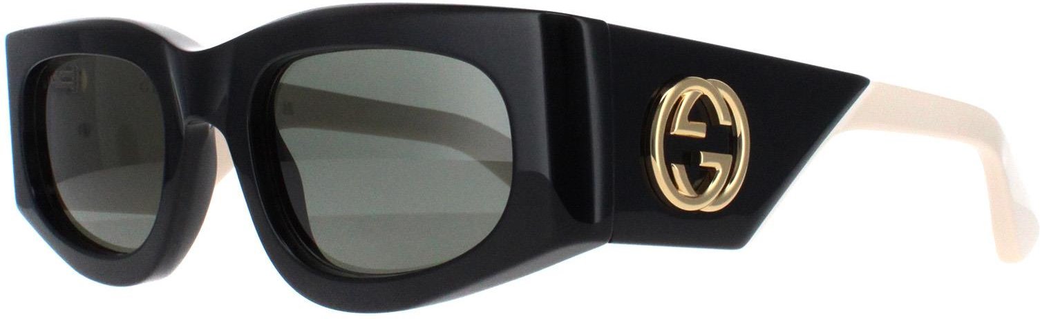 Thumbnail - Gucci Rectangle Womens Schwarz mit Elfenbein Grau GG1664S