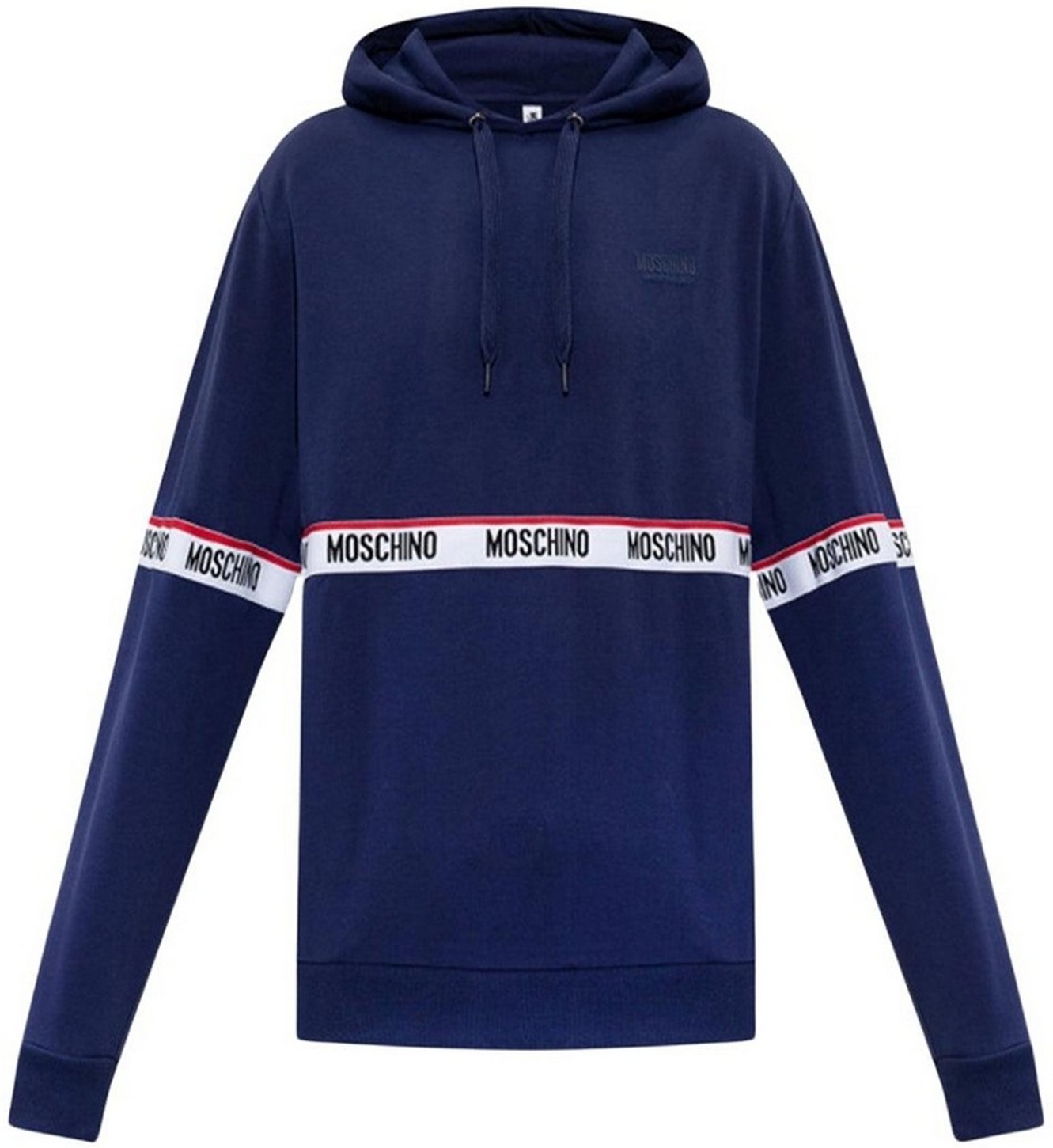 Moschino - Kapuzenpullover für Herren, Streifen mit Logo (Dunkles Marineblau)
