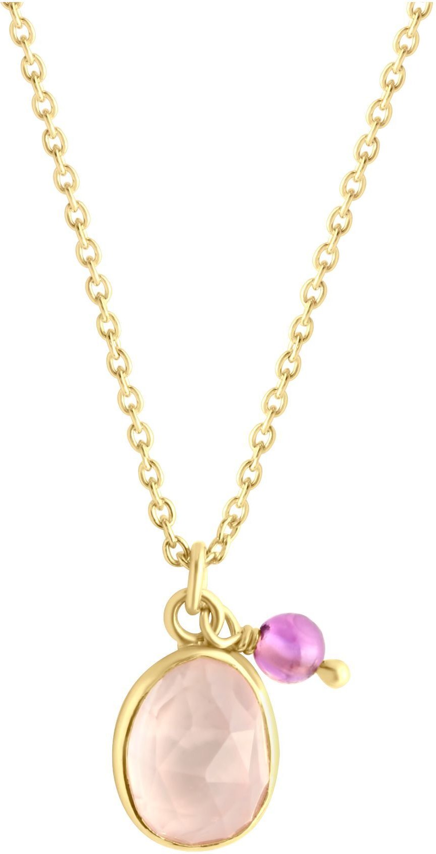 Jamelli Halskette Silber 925 vergoldet mit Amethyst und Rosenquarz