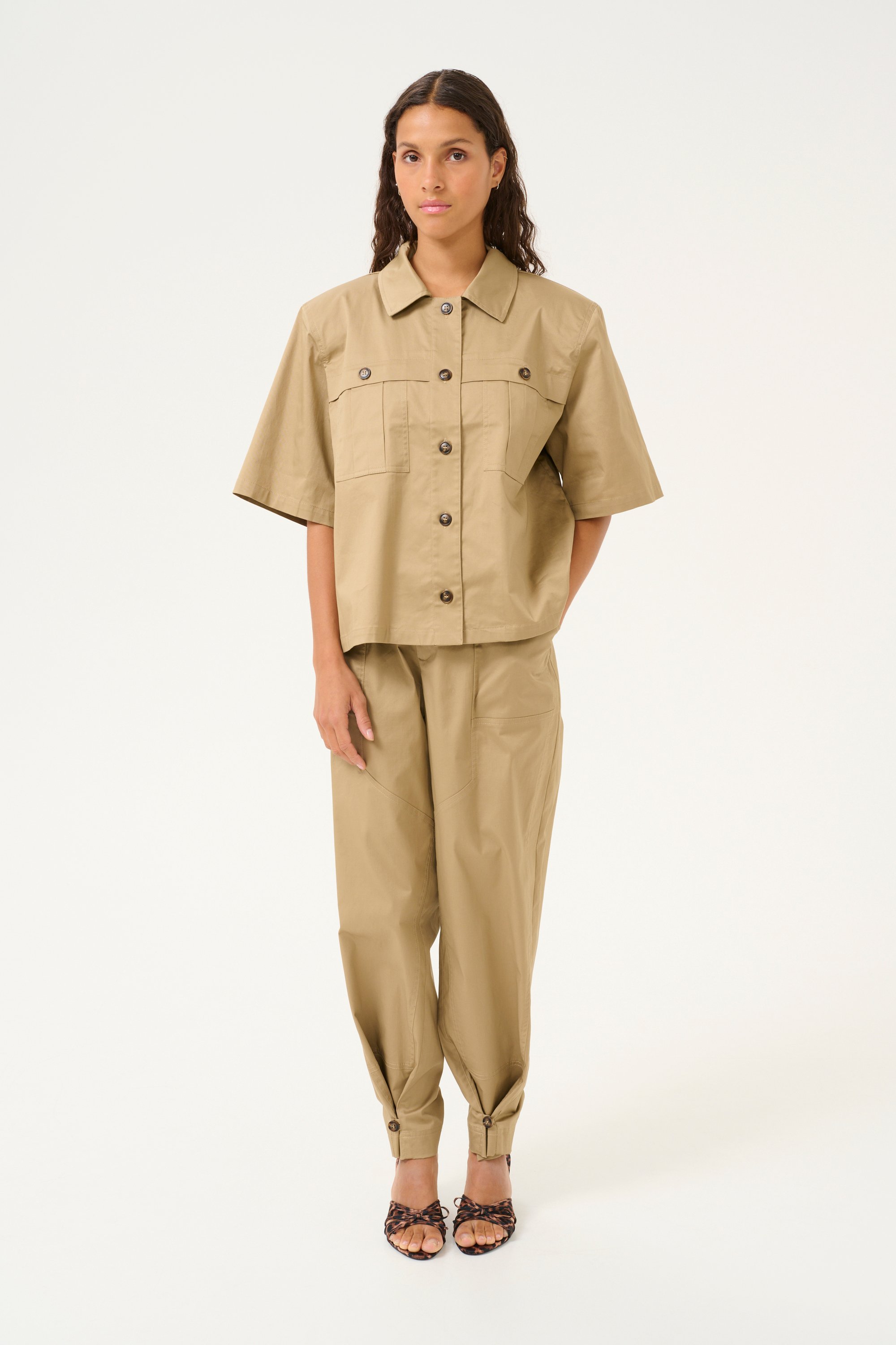 Kurzarmhemd Oversize fit Chinchilla beige