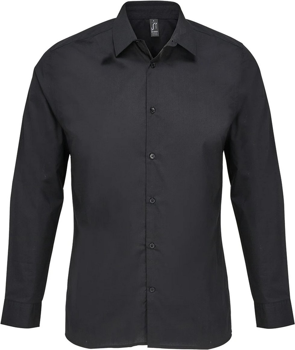 SOLS - "Bailey" Hemd für Herren/Damen Unisex, Popelin, Langärmlig (Schwarz)