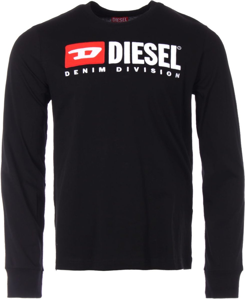 Schwarzes Langarm-t-shirt Mit Diesel Denim Division Logo
