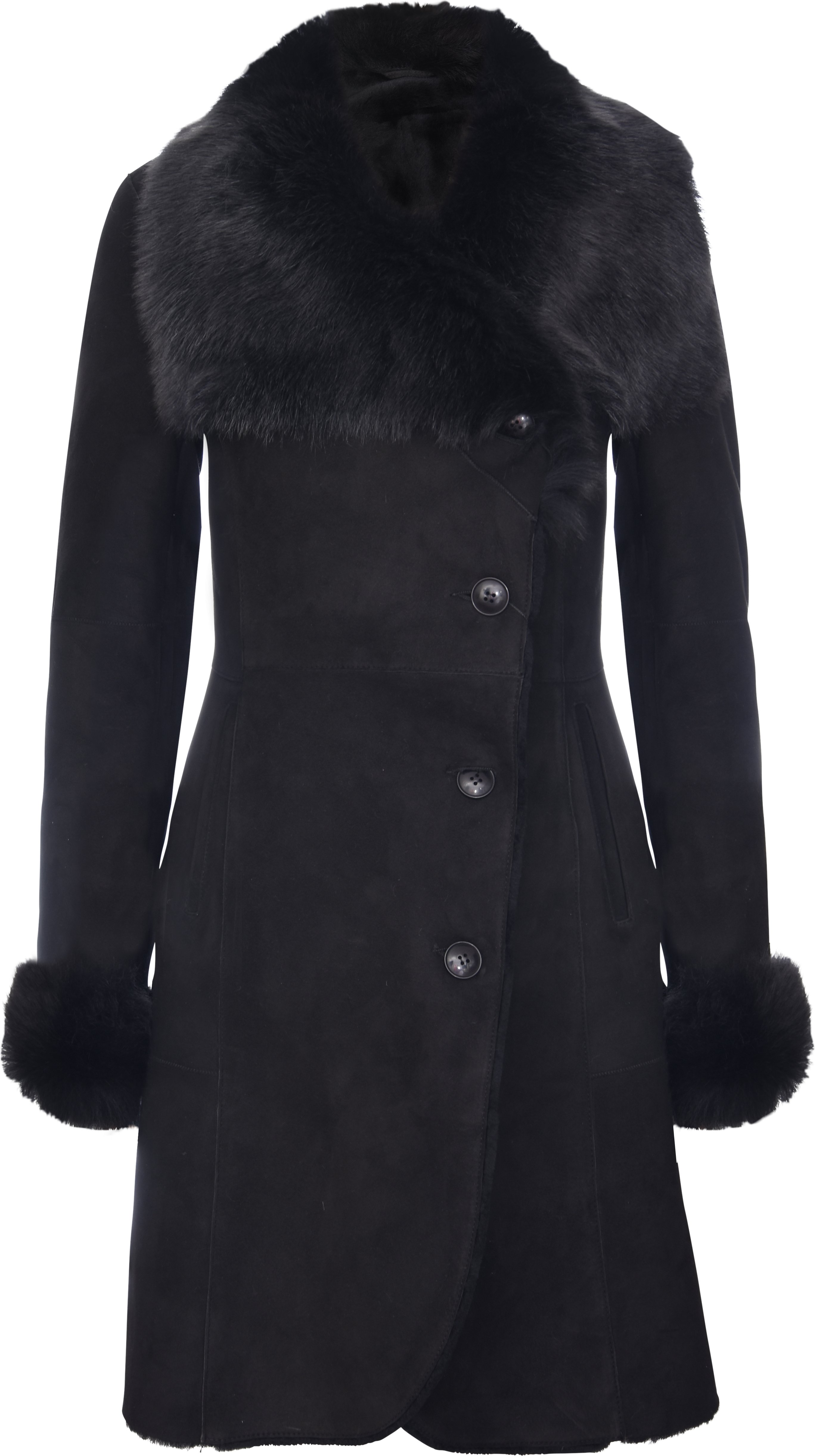 Damenmantel aus Wildleder-Merino-Lammfell mit Toscana-Kragen – Hanoi