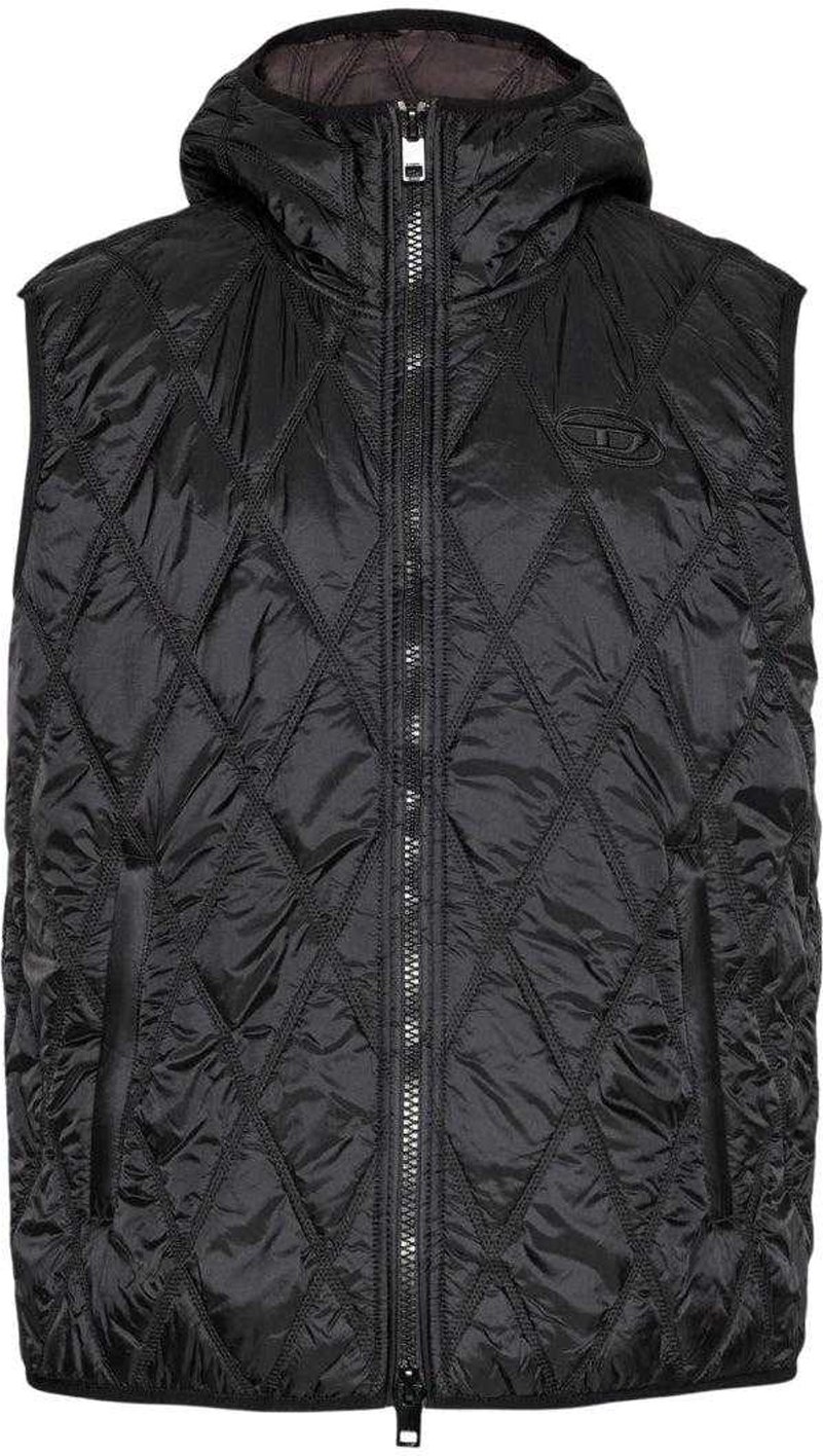 Diesel Herren Logo Steppweste (Schwarz)