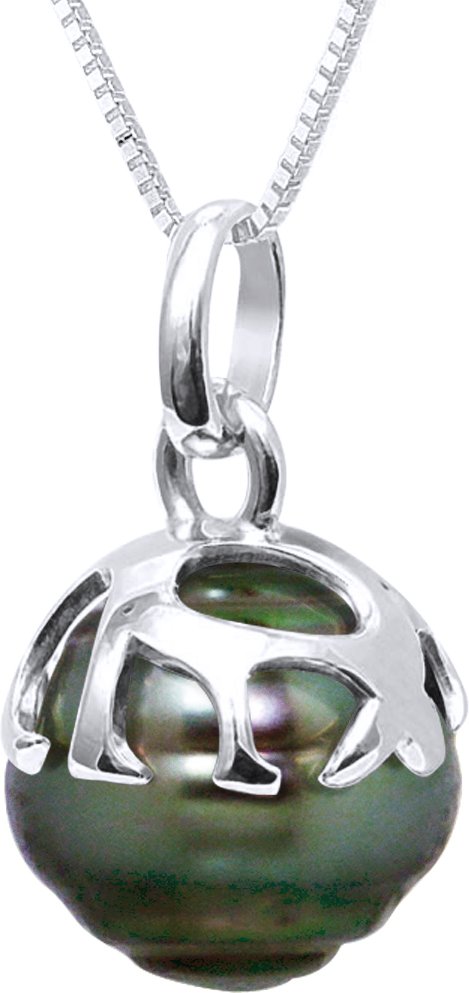 Perlenanhänger Ethno - Echte Tahiti-Zuchtperle, eingekreist 9-10 mm