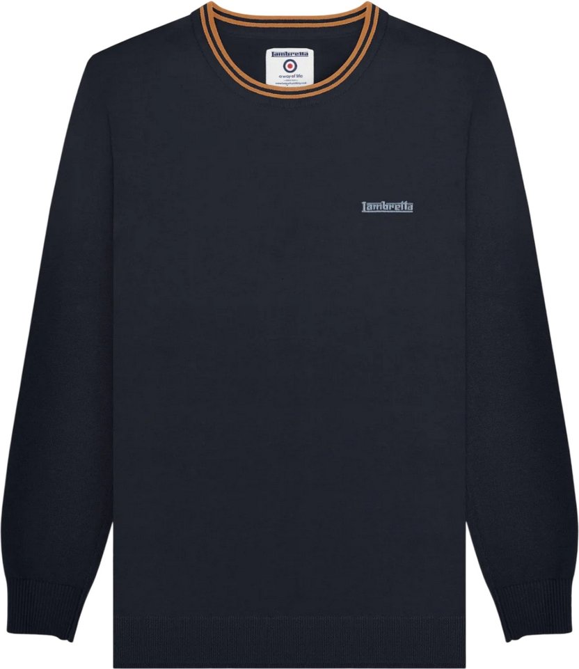 Lambretta Herren Tipped Strickpullover (Eisen/Schwarz)