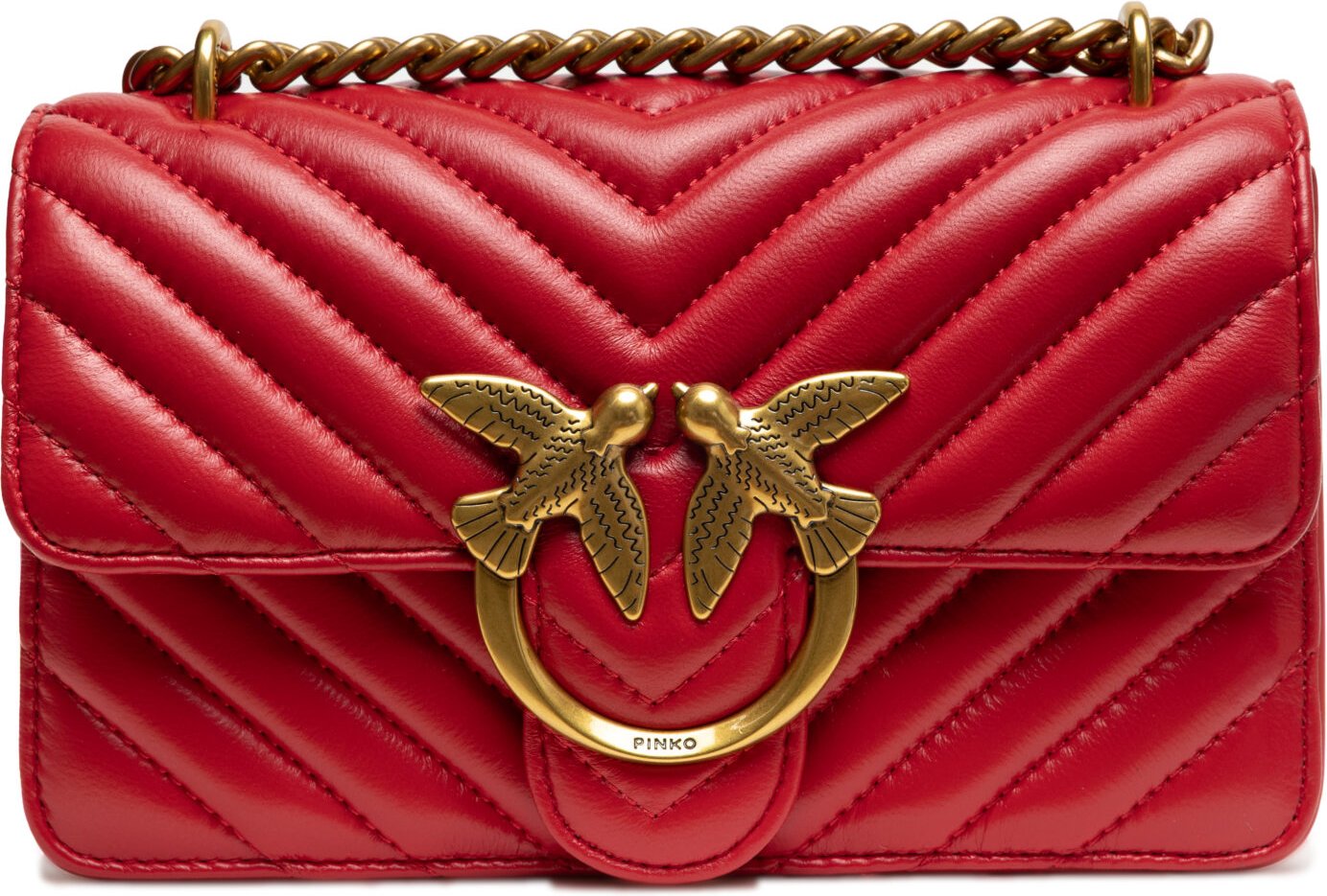 Rote Leder Love One Mini Umhängetasche