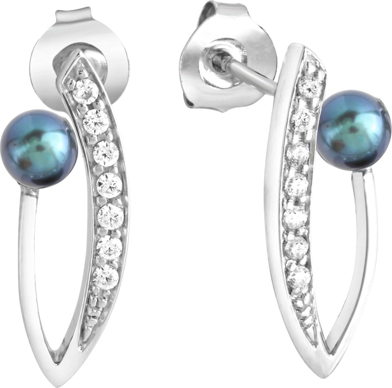 Zeeme Pearls Ohrringe Silber 925 rhodiniert mit grauer Perle und Zirkonia