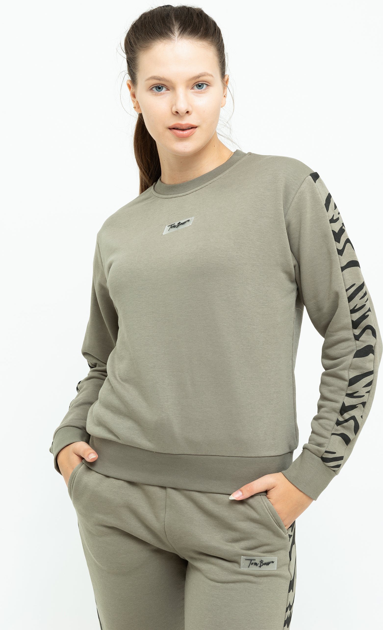 Tom Barron Damen Stilvoller Trainingsanzug-Set mit Zebrastreifen